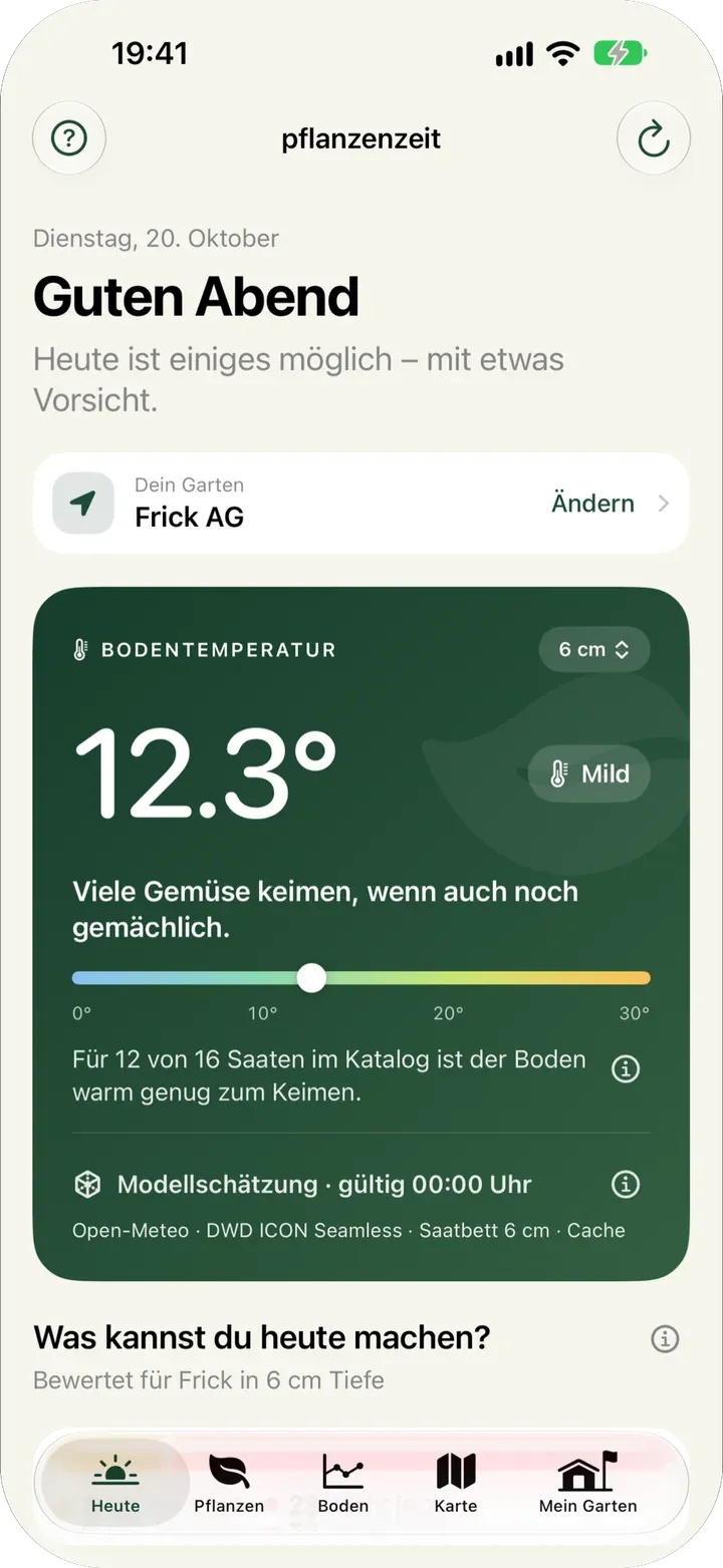 Pflanzenzeit App-Screen