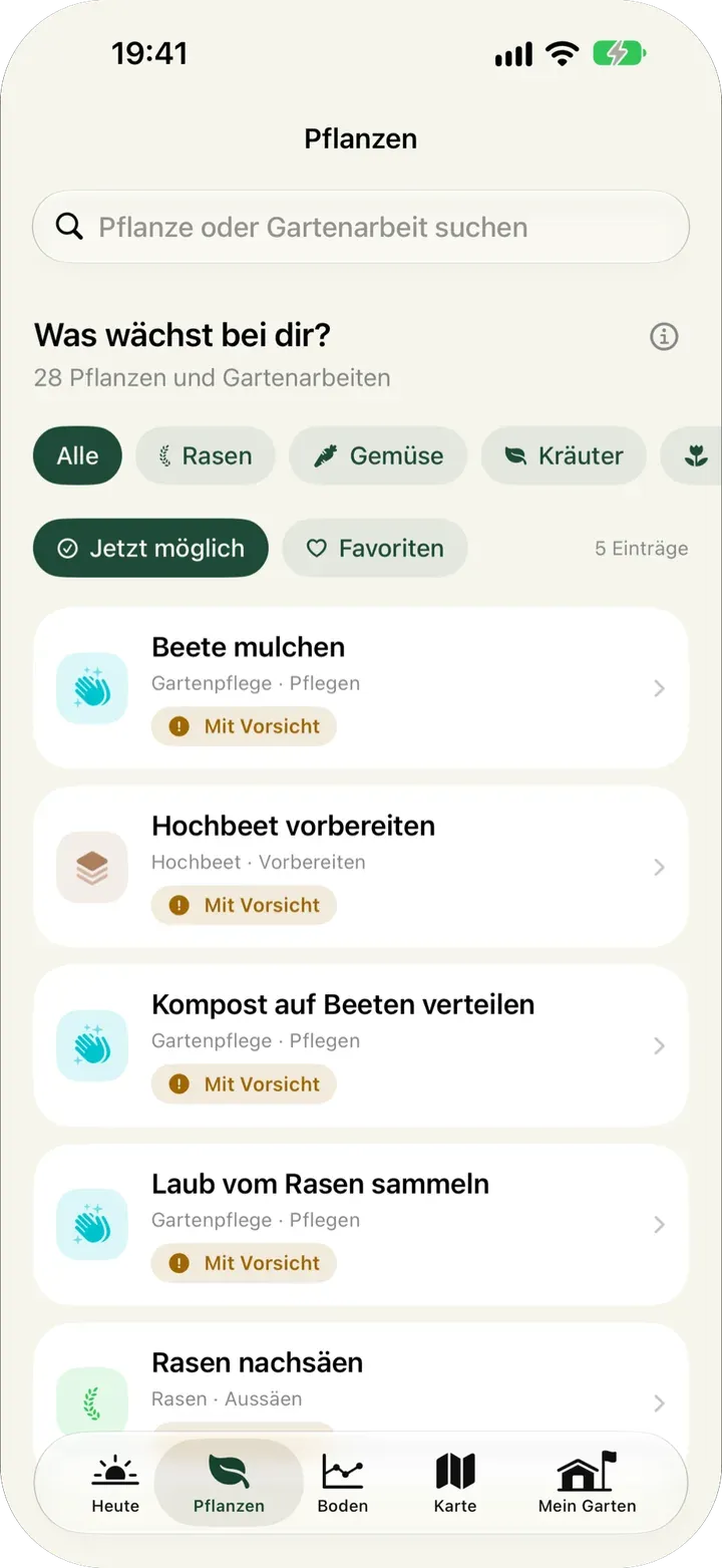 Pflanzenzeit App-Screen